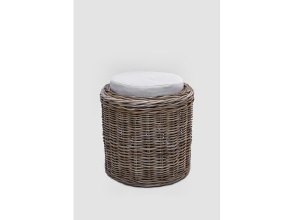 Runder Rattanhocker mit Kissen