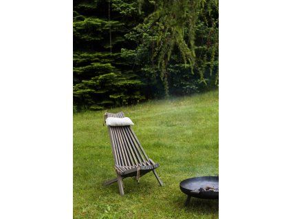 Klappbarer Gartenholzstuhl mit Kissen - grau