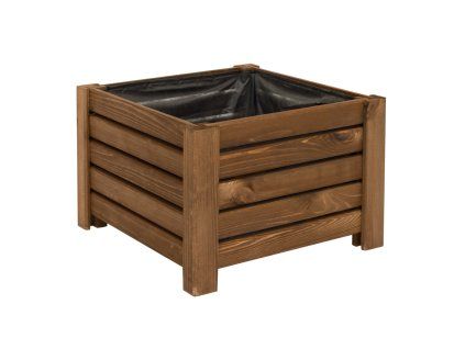 Rechteckiger Holzgartenkasten - braun, 38 x 38 x 25 cm