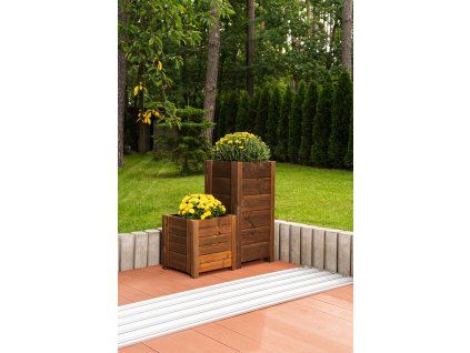 Hoher rechteckiger Holzgartenkasten – braun, 39 x 39 x 79 cm
