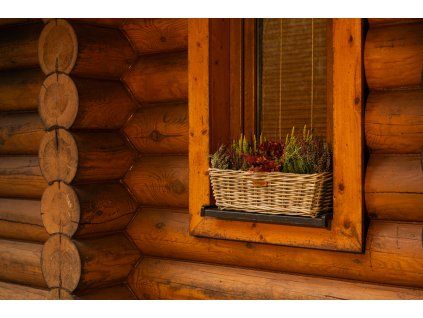 Rattan-Blumenkasten - grau