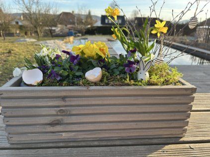 Holzkiste mit Kunststoffeinsatz – grau