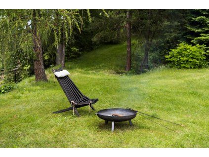 Klappbarer Gartenholzstuhl mit Kissen - schwarz