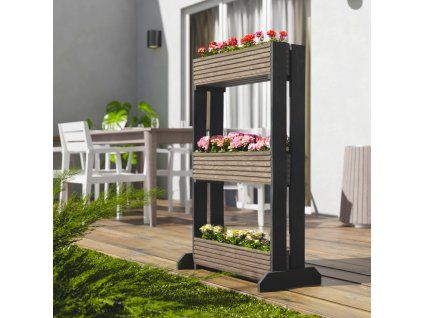 Holzständer für Blumenkästen – 3-stöckig, grau