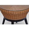 Honig -Rattan -Tisch mit Elementen aus massivem Mahagoniholz