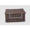 Šedý proutěný piknikový koš pro 4 – 40 x 31 cm pohled z přední strany na zavírání
