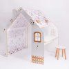 Spielhaus mit Tisch und Stuhl - rosa Blumen