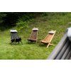 Klappbarer Gartenholzstuhl mit Kissen - hellbraun
