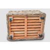 Rattan-Holzkorb auf Rädern, rechteckig - grau
