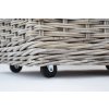 Rattan-Holzkorb auf Rädern, rechteckig - grau