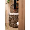 Rattan-Wäschekorb mit Deckel, rund - grau