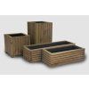 Rechteckiger Holzkasten mit Kunststoffeinsatz – grau, 25x25x25