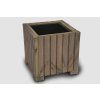 Rechteckiger Holzkasten mit Kunststoffeinsatz – grau, 25x25x25
