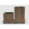 Rechteckiger Holzkasten mit Kunststoffeinsatz – grau, 25x25x25