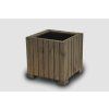 Rechteckiger Holzkasten mit Kunststoffeinsatz – grau, 25x25x25