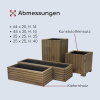 Rechteckiger Holzkasten mit Kunststoffeinsatz - hellbraun, 25x25x25