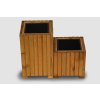 Höherer rechteckiger Holz-Blumenkasten mit Kunststoffeinsatz – hellbraun, 25 x 25 x 40