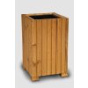 Höherer rechteckiger Holz-Blumenkasten mit Kunststoffeinsatz – hellbraun, 25 x 25 x 40